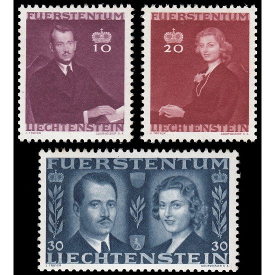 Liechtenstein 186/88 1943 Boda del príncipe reinante MNH Liechtenstein 186/88 1943 Boda del príncipe reinante MNH