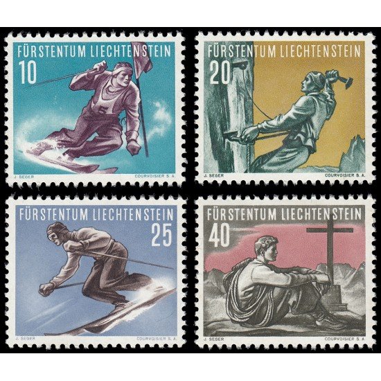 Liechtenstein 296/99 1955 Serie deportiva MNH Liechtenstein 296/99 1955 Serie deportiva MNH