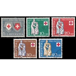 Suiza Switzerland 590/94 1957 Pro patria Persona necesitada y asistente, Cruz Roja Usados Suiza Switzerland 590/94 1957 Pro patria Persona necesitada y asistente, Cruz Roja Usados