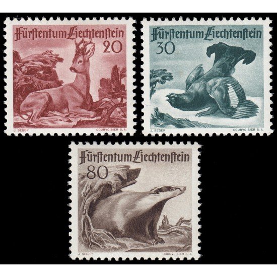 Liechtenstein 247/49 1950 Fauna III MH Liechtenstein 247/49 1950 Fauna III MH