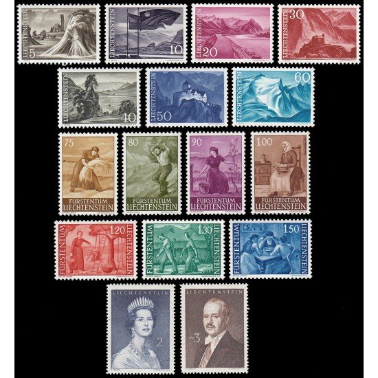 Liechtenstein 342A/49C Falta el valor 349A Serie corriente MNH Liechtenstein 342A/49C Falta el valor 349A Serie corriente MNH