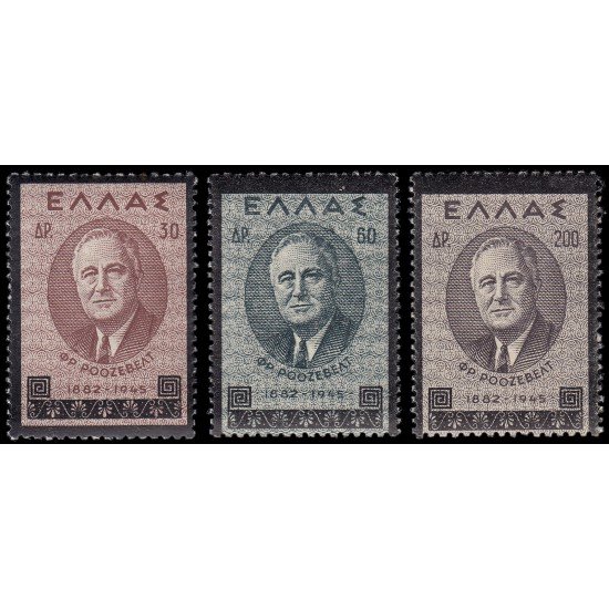 Grecia 518/20 1945 Sellos en memoria del Presidente Roosevelt MNH