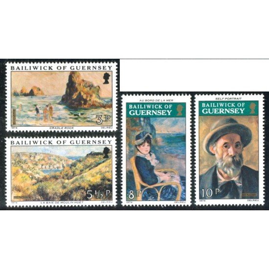 PI1 Guernesey  Nº 105/08  1974 Pinturas de Renoir  MNH