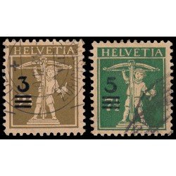 Suiza Switzerland 239/40 1930 Sellos de 1924-27 sobrecargados Usados Suiza Switzerland 239/40 1930 Sellos de 1924-27 sobrecargados Usados