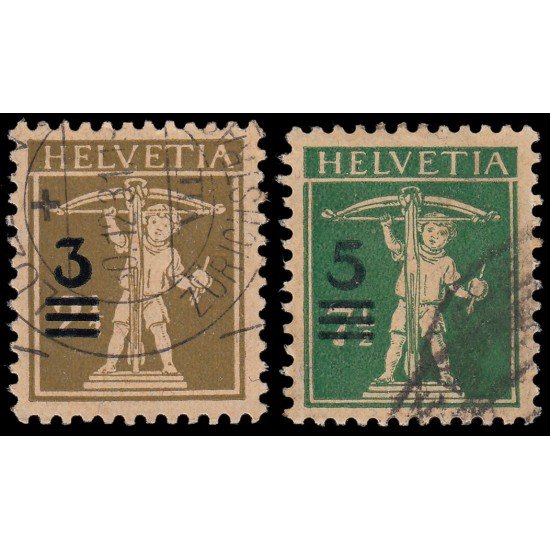 Suiza Switzerland 239/40 1930 Sellos de 1924-27 sobrecargados Usados Suiza Switzerland 239/40 1930 Sellos de 1924-27 sobrecargados Usados