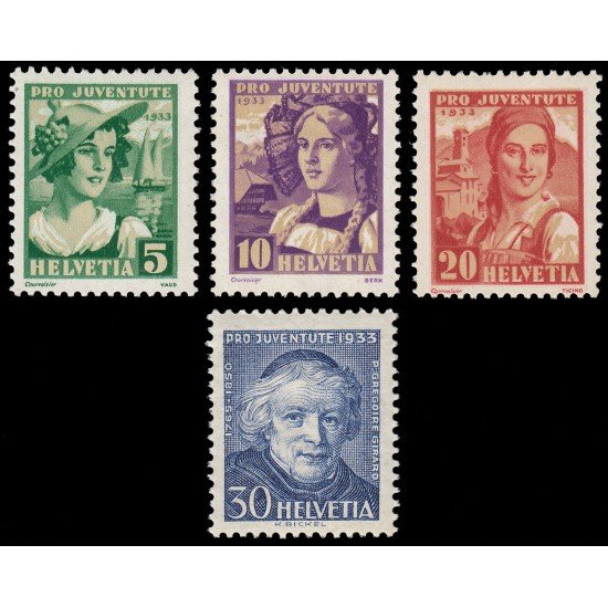 Suiza Switzerland 267/70 1933 Pro Juventud Grégoire Girard MH Suiza Switzerland 267/70 1933 Pro Juventud Grégoire Girard MH