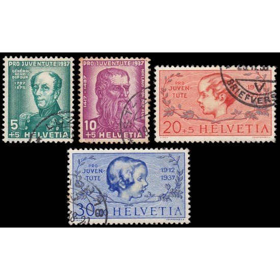 Suiza Switzerland 303/06 1937 Pro juventud Gral H. Dufour Nicolás de Fleu Usados Suiza Switzerland 303/06 1937 Pro juventud Gral H. Dufour Nicolás de Fleu Usados