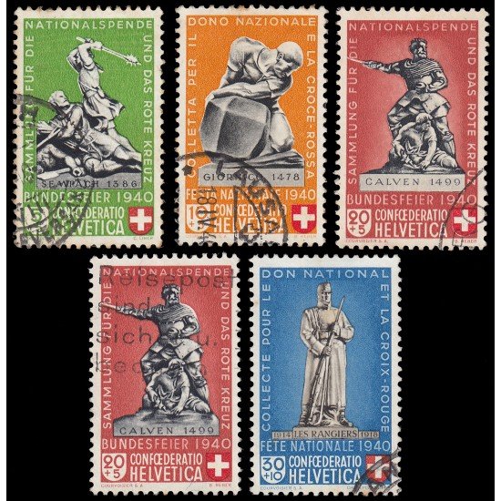 Suiza Switzerland 349/53 1940 Monumentos de guerra Batalla de Sempach 1386 Fiesta Nacional 1940 Usados Suiza Switzerland 349/53 1940 Monumentos de guerra Batalla de Sempach 1386 Fiesta Nacional 1940 Usados