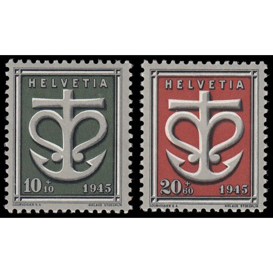 Suiza Switzerland 403/04 1945 Obras de asistencia a la guerra Escudo MH Suiza Switzerland 403/04 1945 Obras de asistencia a la guerra Escudo MH