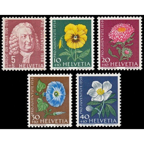 Suiza Switzerland 616/20 1958 Pro juventud Flores flowers MH