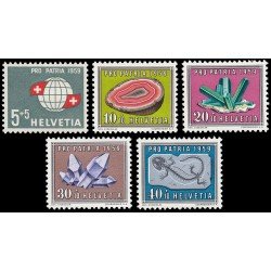 Suiza Switzerland 625/29 1959 Pro patria Bandera suiza Minerales MH Suiza Switzerland 625/29 1959 Pro patria Bandera suiza Minerales MH