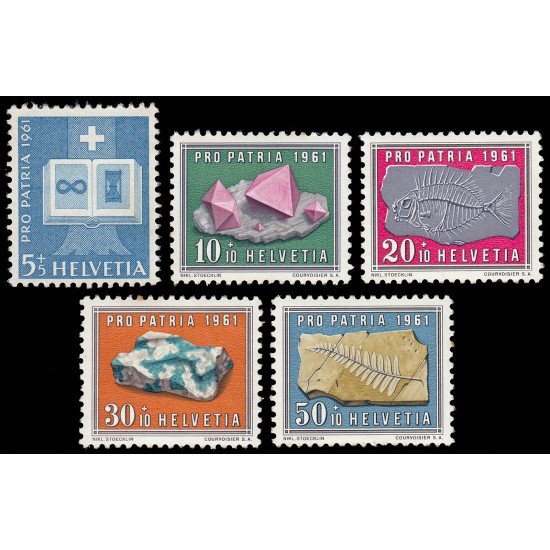 Suiza Switzerland 677/80 1961 Pro patria Libro signo infinito piedras MH Suiza Switzerland 677/80 1961 Pro patria Libro signo infinito piedras MH