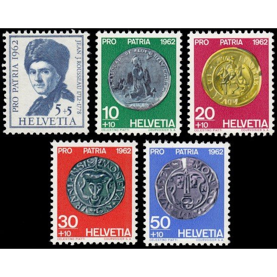 Suiza Switzerland 693/97 1962 Pro patria J.J Rousseau Monedas antiguas MH Suiza Switzerland 693/97 1962 Pro patria J.J Rousseau Monedas antiguas MH