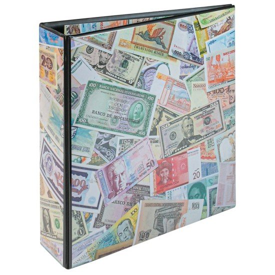 Lindner 1306R Carpeta de anillas con motivos BIG múltiples en diseño de billetes, vacía Lindner 1306R Carpeta de anillas con motivos BIG múltiples en diseño de billetes, vacía