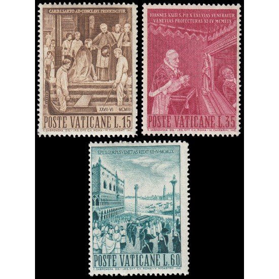 Vaticano 299/01 1960 Traslado de las reliquias del Papa Pío X a Venecia MNH Vaticano 299/01 1960 Traslado de las reliquias del Papa Pío X a Venecia MNH