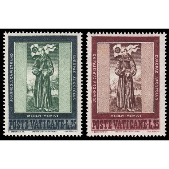 Vaticano 230/31 1956 500 aniv. de la muerte de San Juan de Capestrano MNH Vaticano 230/31 1956 500 aniv. de la muerte de San Juan de Capestrano MNH