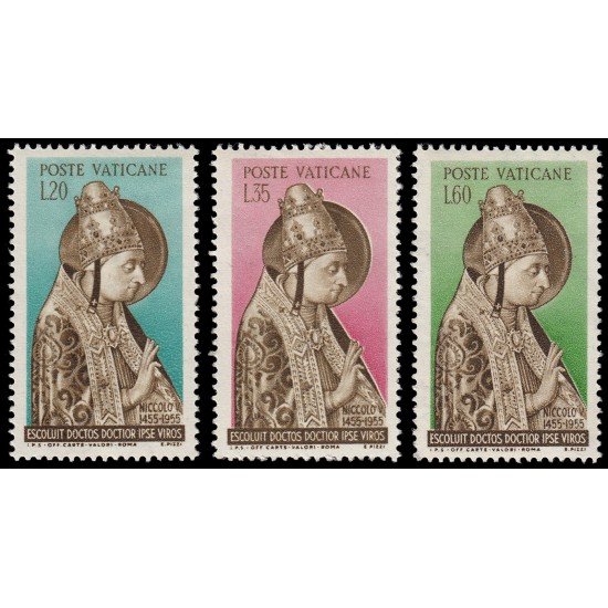 Vaticano 215/17 1955 500 aniv. de la muerte de Nicolas V MNH Vaticano 215/17 1955 500 aniv. de la muerte de Nicolas V MNH