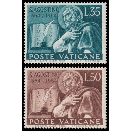 Vaticano 205/06 1954 1600 aniv. del nacimiento de San Agustín MNH