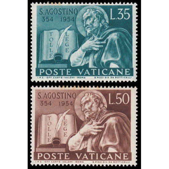 Vaticano 205/06 1954 1600 aniv. del nacimiento de San Agustín MH Vaticano 205/06 1954 1600 aniv. del nacimiento de San Agustín MH