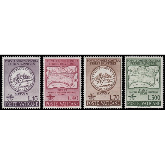 Vaticano 344/47 1962 Erradicación del paludismo MNH