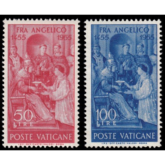 Vaticano 213/14 1955 500 aniv. de la muerte de Fra Angélico MNH Vaticano 213/14 1955 500 aniv. de la muerte de Fra Angélico MNH