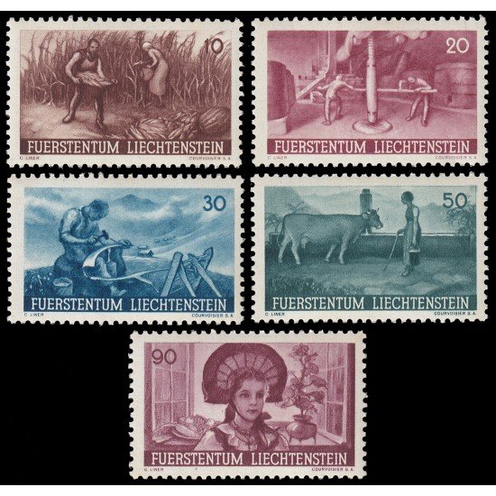 Liechtenstein 167/71 1941 Sellos propaganda agricultura MNH Liechtenstein 167/71 1941 Sellos propaganda agricultura MNH