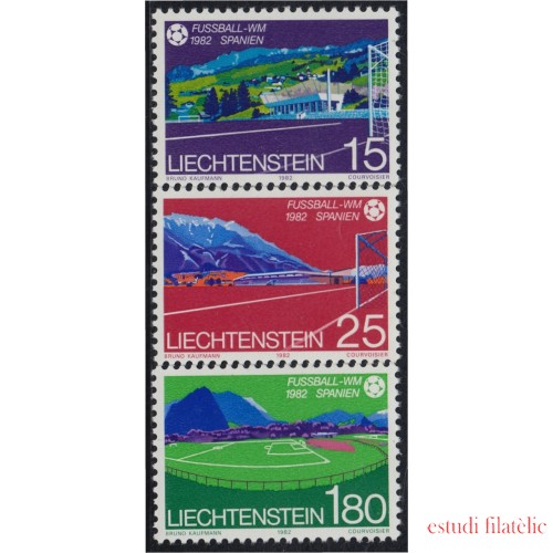 DEP3/S Liechtenstein 740/42 1982 Copa del Mundo de Fútbol Instalaciones Deportivas MNH