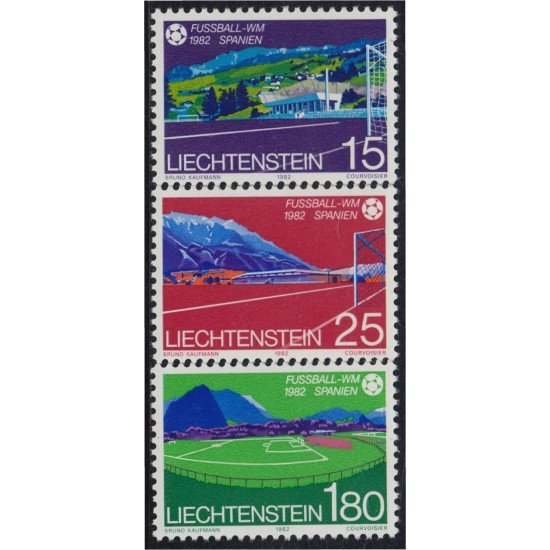 DEP3/S Liechtenstein 740/42 1982 Copa del Mundo de Fútbol Instalaciones Deportivas MNH