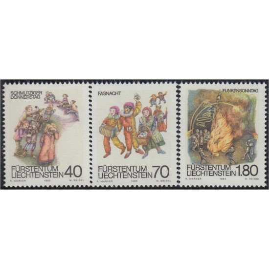 Liechtenstein 759/61 1983 Carnaval y cuaresma MNH