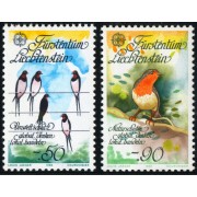 FAU3/S Liechtenstein  Nº 834/35   1986  Europa-protección de la nat. y medioambiente/pájaros-Lujo