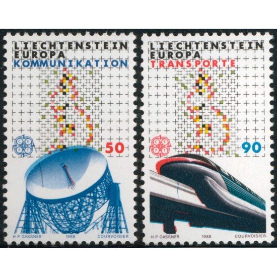Liechtenstein  878/79  1988  Europa-transportes y comunicaciones-MNH