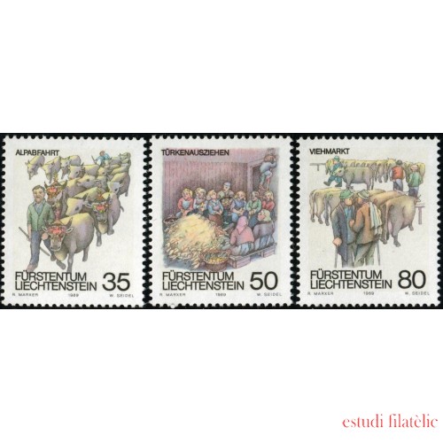 FAU3 Liechtenstein  Nº 912/14   1989  Costumbres de otoño Lujo