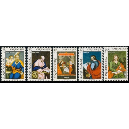 REL/S Luxemburgo Luxembourg  Nº 926/30  1978 Cáritas-pinturas sobre cristal-Lujo