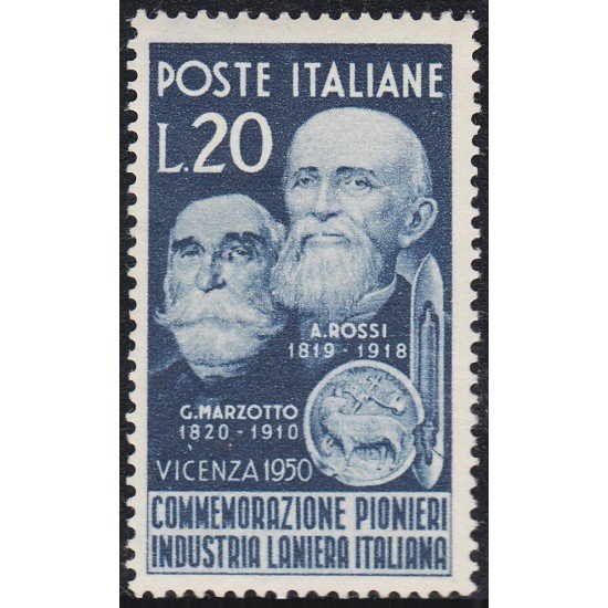 Italia Italy 566 1950 Pioneros de la industria de la lana Efigies MNH