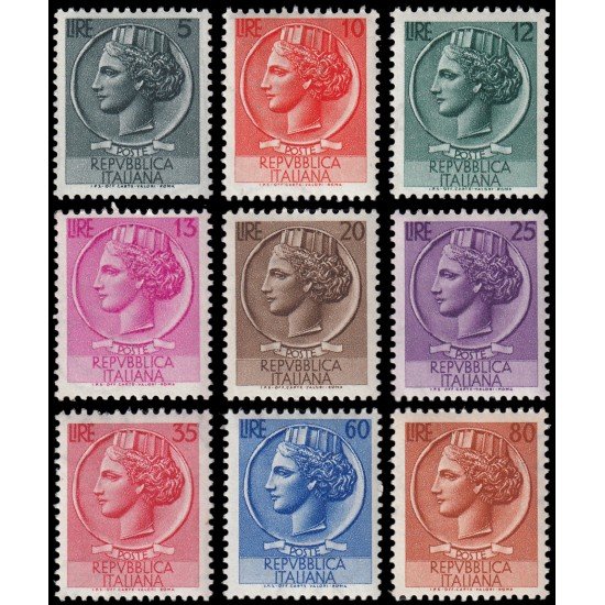 Italia Italy 648/55 1953-54 Serie corriente Moneda de Siracusa MNH