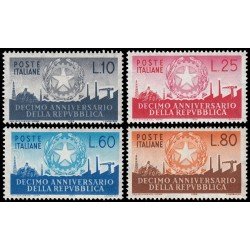 Italia Italy 725/28 1956 10 aniv. de la República MNH Italia Italy 725/28 1956 10 aniv. de la República MNH