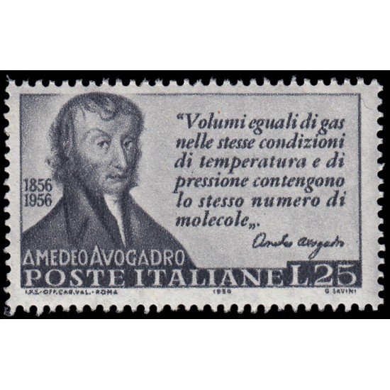 Italia Italy 730 1956 Centenario de la muerte del físico A. Avogadro MNH