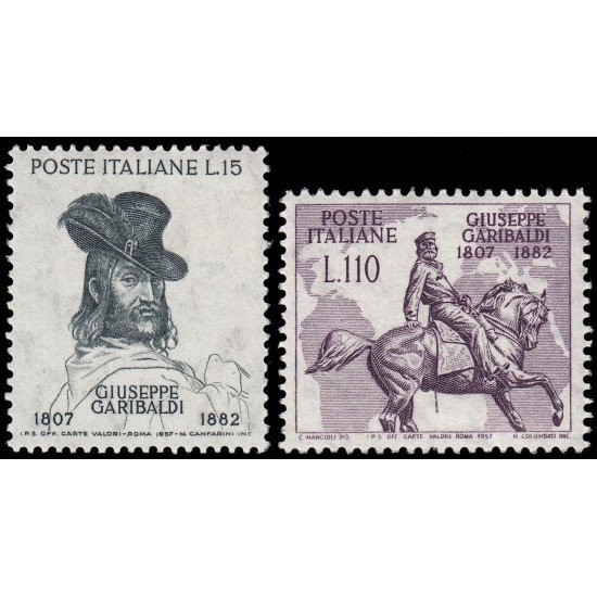 Italia Italy 749/50 1957 150 Aniv. de Garibaldi MNH