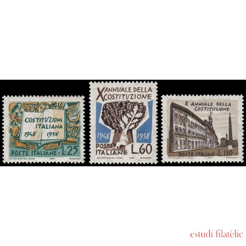 Italia Italy 756/58 1958 10 Aniv. Constitución MNH