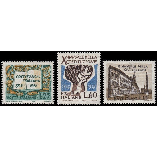 Italia Italy 756/58 1958 10 Aniv. Constitución MNH