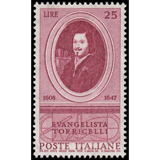 Italia Italy 769 1958 350 Aniv. del físico E. Torricelli MNH