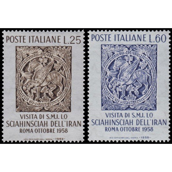 Italia Italy 773/74 1958 Visita del Sha de Irán Bajorrelieve catedral MNH