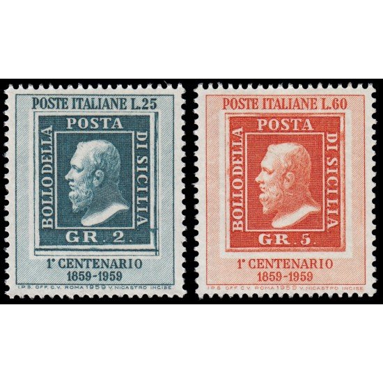 Italia Italy 778/79 1959 Centenario del sello de Sicilia MNH