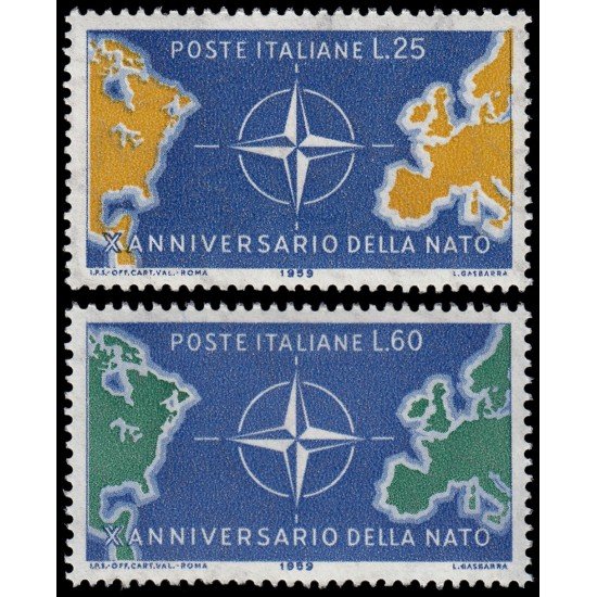 Italia Italy 781/82 1959 10 Aniv. de la OTAN MNH
