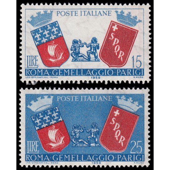 Italia Italy 783/84 1959 Hermanamiento Roma/París Escudos MNH
