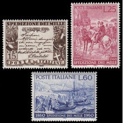 Italia Italy 809/11 1960 Centenario de la expedición de Los Mil MNH Italia Italy 809/11 1960 Centenario de la expedición de Los Mil MNH