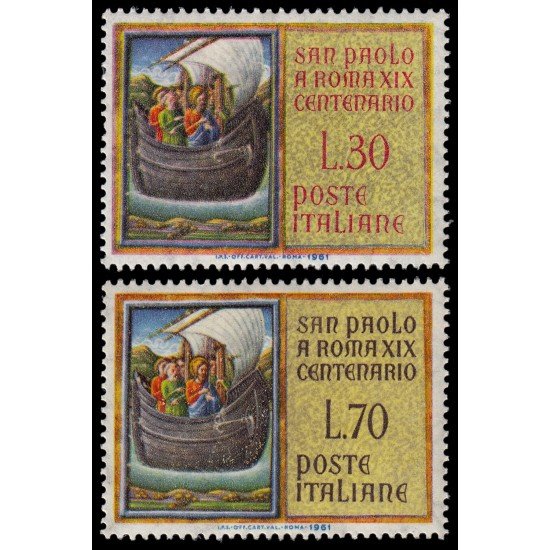 Italia Italy 850/51 1961 19º Centenario de la llegada de San Pablo a Roma MNH