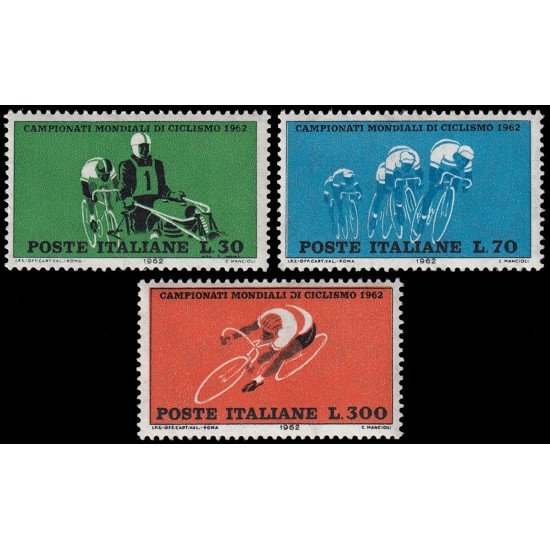 Italia Italy 868/70 1962 Campeonatos del mundo de ciclismo MNH