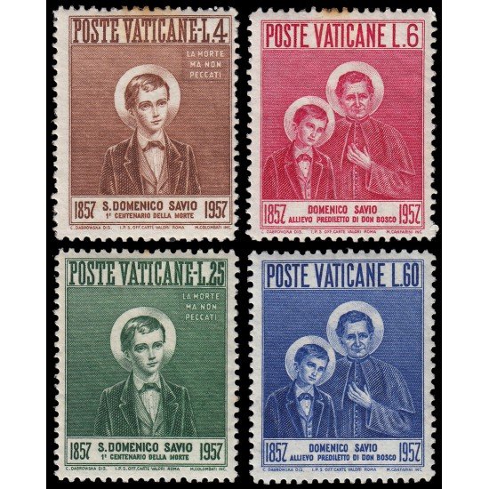Vaticano 237/40 1957 Cent. muerte St. Dominique Savio MH Vaticano 237/40 1957 Cent. muerte St. Dominique Savio MH