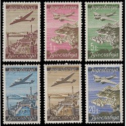 Yugoslavia Aéreo 17/22 1947 Avión Paisajes MNH Yugoslavia Aéreo 17/22 1947 Avión Paisajes MNH